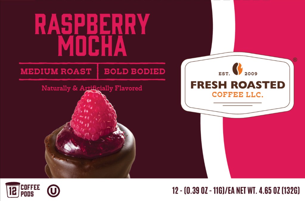 Flavored coffee boxes: raspberry mocha